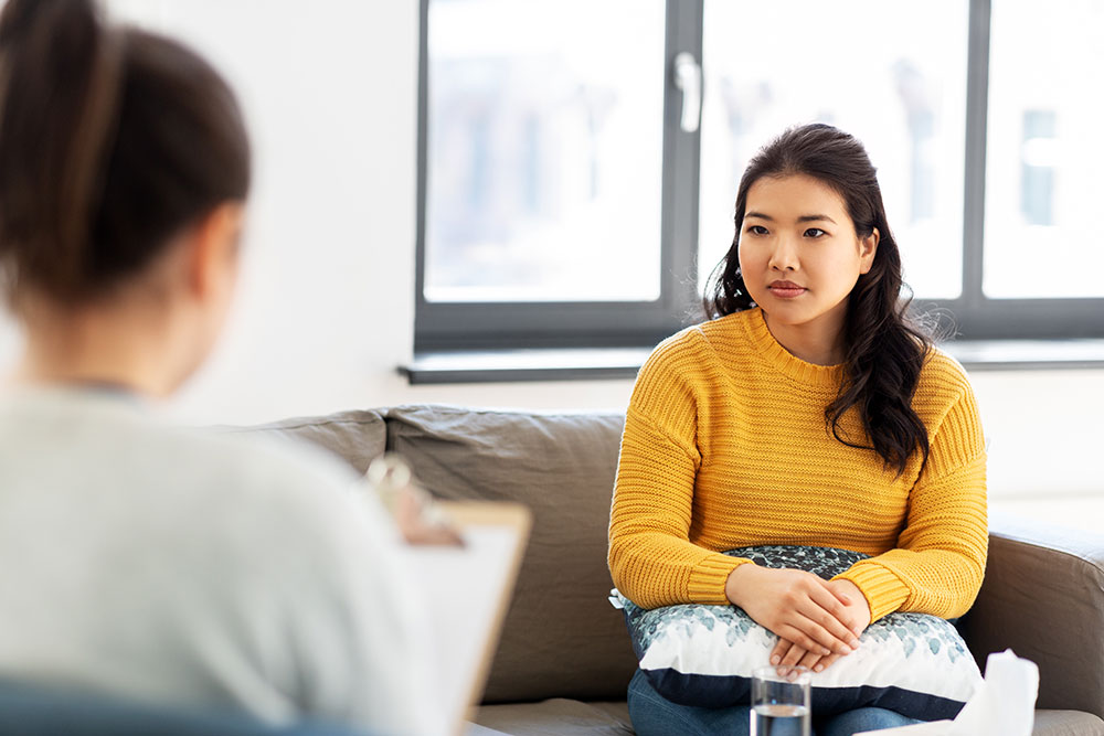 woman in counselor's office