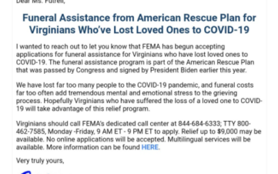 Funeral Assistance for Virginians Who’ve Lost Loved Ones to COVID-19